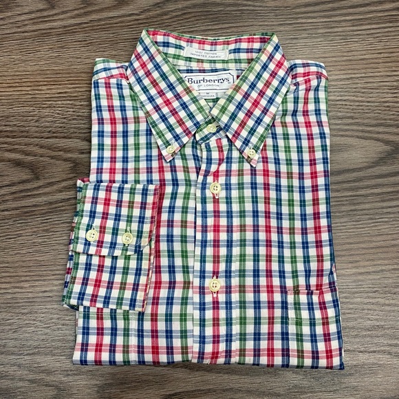 Burberry Other - Burberry White, Red, Green & Blue Plaid Shirt M